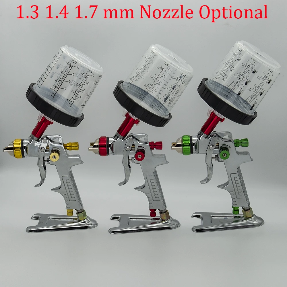 Manufacturer Outlet HVLP Spray Gun With Adapter And Mixing Cup Auto Feed Car Paint Spray Gun 1.3/1.4/1.7mm Nozzle Szie Airbrush
