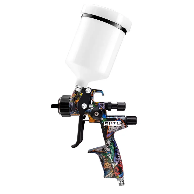 Sutu 5800 Pneumatic Spray Gun 1.3mm Stainless Steel Spray Nozzle 600ml Pot Car Furniture Spray Paint Clear Atomization